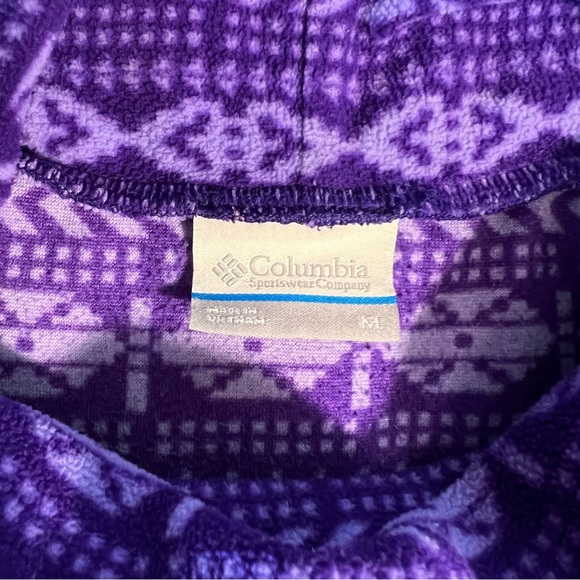 Columbia lightweight fleece turtleneck sweatshirt size medium purple printed - Picture 5 of 5